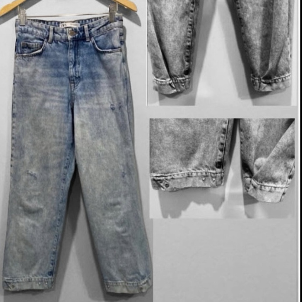 Zara Light Blue High Rise Relax Fit Jeans
